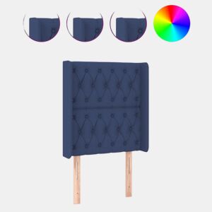 vidaXL Cabeceira de cama c luzes LED tecido 83x16x118128 cm azul