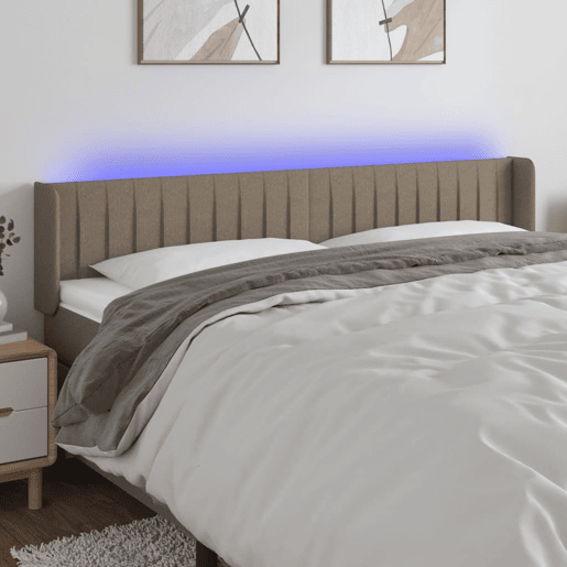 vidaXL Cabeceira de cama c luzes LED 203x16x7888cm cinza-acastanhado vidaXL Cabeceira de cama c luzes LED 203x16x7888cm cinza-acastanhado