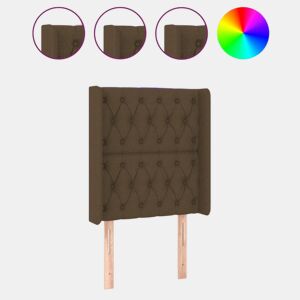 vidaXL Cabeceira de cama c luzes LED tecido 83x16x118128 cm castanho