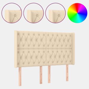 vidaXL Cabeceira cama c luzes LED tecido 163x16x118128 cm cor creme