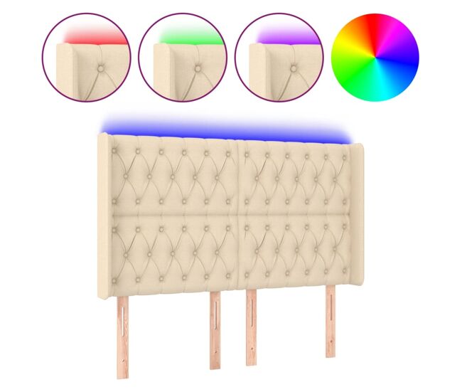Vidaxl cabecero con led de tela color crema 163x16x118/128 cm