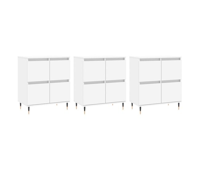 Vidaxl aparadores 3 uds madera contrachapada blanco