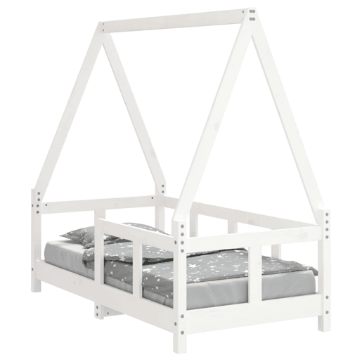 vidaXL Estrutura de cama infantil 70x140 cm pinho maciço branco vidaXL Estrutura de cama infantil 70x140 cm pinho maciço branco