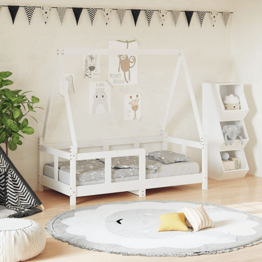 vidaXL Estrutura de cama infantil 70x140 cm pinho maciço branco vidaXL Estrutura de cama infantil 70x140 cm pinho maciço branco