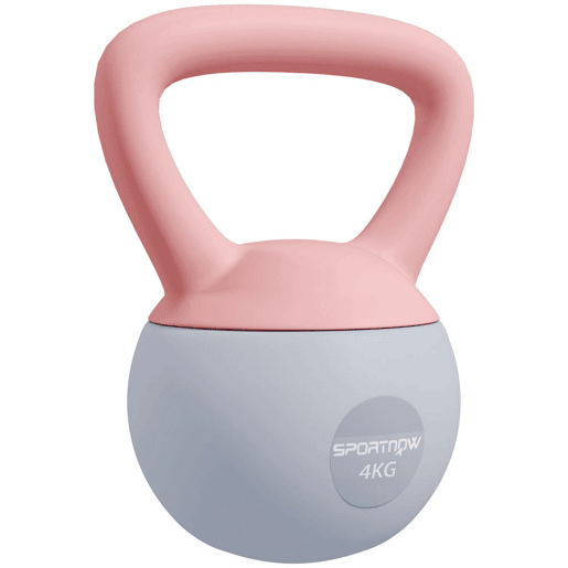 SPORTNOW Kettlebell de 4 kg Pesa Russa Preenchida de Areia Metálica e Alça Antiderrapante para Treino de Musculação em Casa Ginásio 19x15x25 cm Rosa