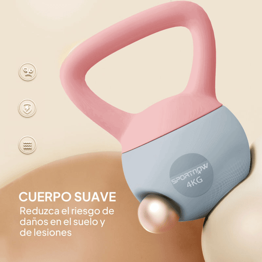 SPORTNOW Kettlebell de 4 kg Pesa Russa Preenchida de Areia Metálica e Alça Antiderrapante para Treino de Musculação em Casa Ginásio 19x15x25 cm Rosa