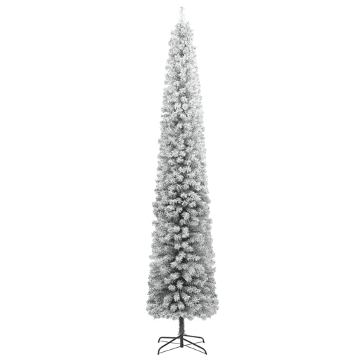 Árvore de Natal - Pinheiro de Natal fina c suporte e flocos de neve 270 cm PVC Árvore de Natal - Pinheiro de Natal fina c suporte e flocos de neve 270 cm PVC