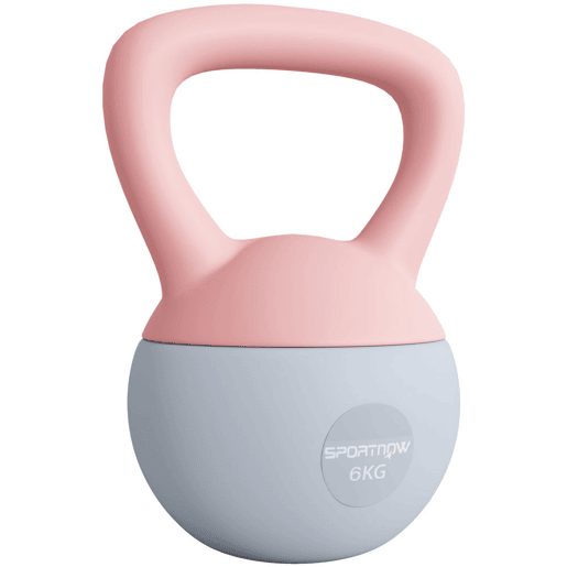 SPORTNOW Kettlebell de 6 kg Pesa Russa Preenchida de Areia Metálica e Alça Antiderrapante para Treino de Musculação em Casa Ginásio 19x19x28 cm Rosa