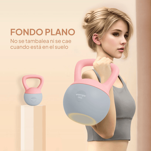 SPORTNOW Kettlebell de 6 kg Pesa Russa Preenchida de Areia Metálica e Alça Antiderrapante para Treino de Musculação em Casa Ginásio 19x19x28 cm Rosa