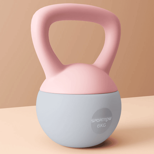 SPORTNOW Kettlebell de 6 kg Pesa Russa Preenchida de Areia Metálica e Alça Antiderrapante para Treino de Musculação em Casa Ginásio 19x19x28 cm Rosa