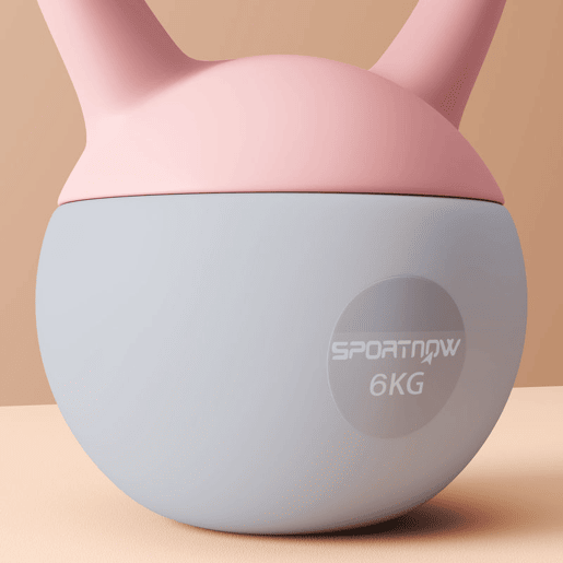 SPORTNOW Kettlebell de 6 kg Pesa Russa Preenchida de Areia Metálica e Alça Antiderrapante para Treino de Musculação em Casa Ginásio 19x19x28 cm Rosa