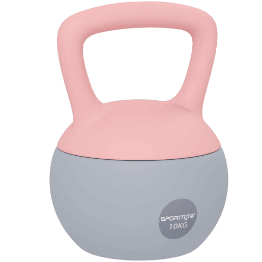 SPORTNOW Kettlebell de 10 kg Pesa Russa Preenchida de Areia Metálica e Alça Antiderrapante para Treino de Musculação em Casa Ginásio 21x21x30 cm Rosa