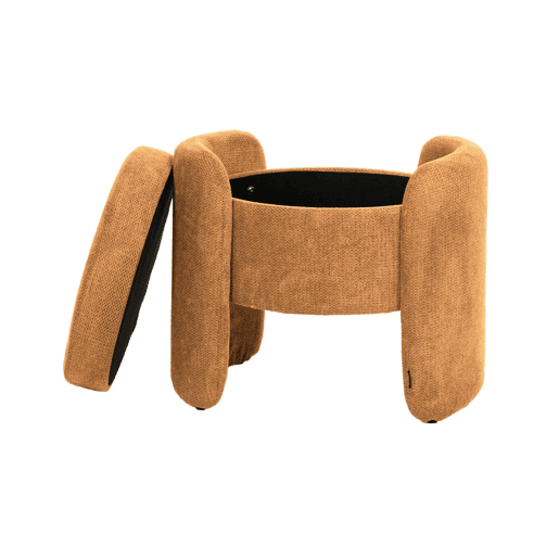 Banco baú contemporânea em tecido, Kalo, Terracota, 53x43x45 cm Banco baú contemporânea em tecido, Kalo, Terracota, 53x43x45 cm