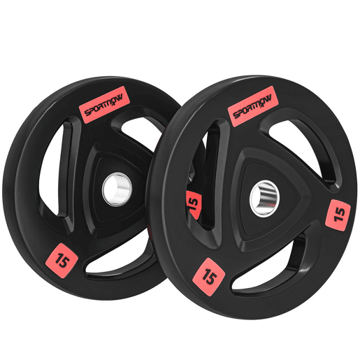 SPORTNOW Conjunto de 2 Discos de Pesos Olimpicos 15kg Ferro Fundido Placas de Peso Revestido em Borracha com Orifício de 5 cm para Treinamento Fitness em Ginásio Casa Ø40x5 cm Preto