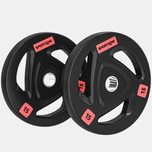 SPORTNOW Conjunto de 2 Discos de Pesos Olimpicos 15kg Ferro Fundido Placas de Peso Revestido em Borracha com Orifício de 5 cm para Treinamento Fitness em Ginásio Casa Ø40x5 cm Preto
