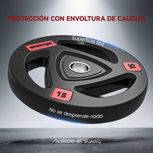 SPORTNOW Conjunto de 2 Discos de Pesos Olimpicos 15kg Ferro Fundido Placas de Peso Revestido em Borracha com Orifício de 5 cm para Treinamento Fitness em Ginásio Casa Ø40x5 cm Preto