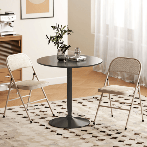 HOMCOM Conjunto de 2 Cadeiras Dobráveis Cadeiras Dobráveis com Encosto e Estrutura de Aço para Sala de Estar Escritório Estúdio 45x46x78 cm Bege
