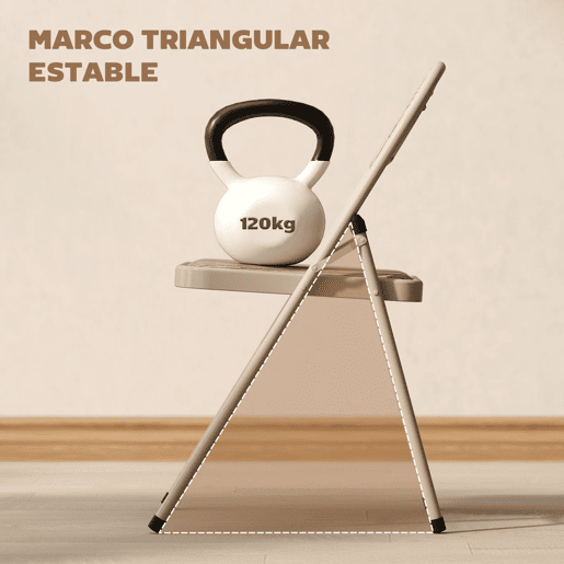 HOMCOM Conjunto de 2 Cadeiras Dobráveis Cadeiras Dobráveis com Encosto e Estrutura de Aço para Sala de Estar Escritório Estúdio 45x46x78 cm Bege
