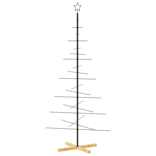 Árvore de Natal - Pinheiro de Natal de metal com base em madeira 180 cm preto Árvore de Natal - Pinheiro de Natal de metal com base em madeira 180 cm preto