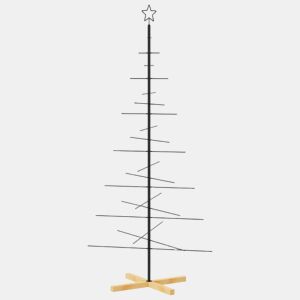 Árvore de Natal - Pinheiro de Natal de metal com base em madeira 180 cm preto