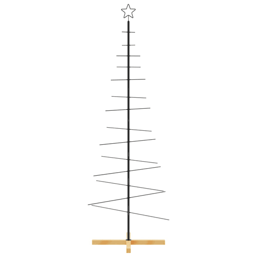 Árvore de Natal - Pinheiro de Natal de metal com base em madeira 180 cm preto Árvore de Natal - Pinheiro de Natal de metal com base em madeira 180 cm preto