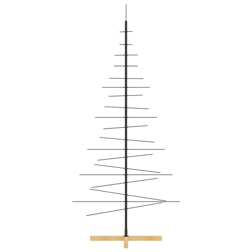 Árvore de Natal - Pinheiro de Natal de metal com base em madeira 180 cm preto Árvore de Natal - Pinheiro de Natal de metal com base em madeira 180 cm preto