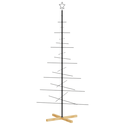 Árvore de Natal - Pinheiro de Natal de metal com base em madeira 180 cm preto Árvore de Natal - Pinheiro de Natal de metal com base em madeira 180 cm preto