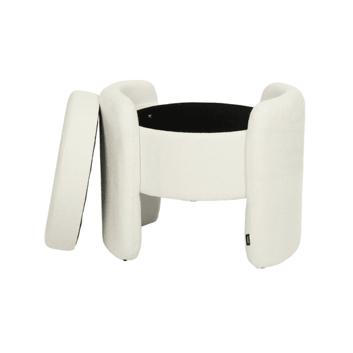Banco baú contemporânea em tecido, Kalo, Branco, 53x43x45 cm Banco baú contemporânea em tecido, Kalo, Branco, 53x43x45 cm