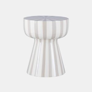 Mesa de apoio em aço esmaltado listras, Ziggy, Gris beige, 34x34x41 cm