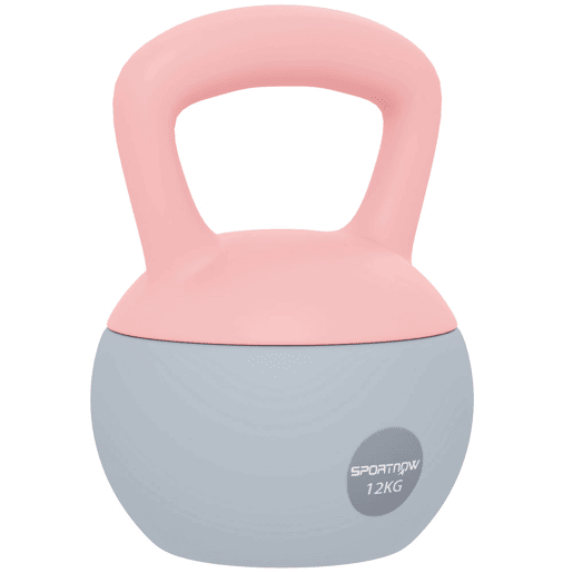 SPORTNOW Kettlebell de 12 kg Pesa Russa Preenchida de Areia Metálica e Alça Antiderrapante para Treino de Musculação em Casa Ginásio Ø21x30 cm Rosa