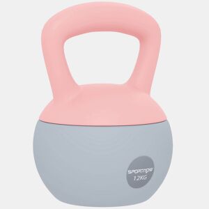 SPORTNOW Kettlebell de 12 kg Pesa Russa Preenchida de Areia Metálica e Alça Antiderrapante para Treino de Musculação em Casa Ginásio Ø21x30 cm Rosa