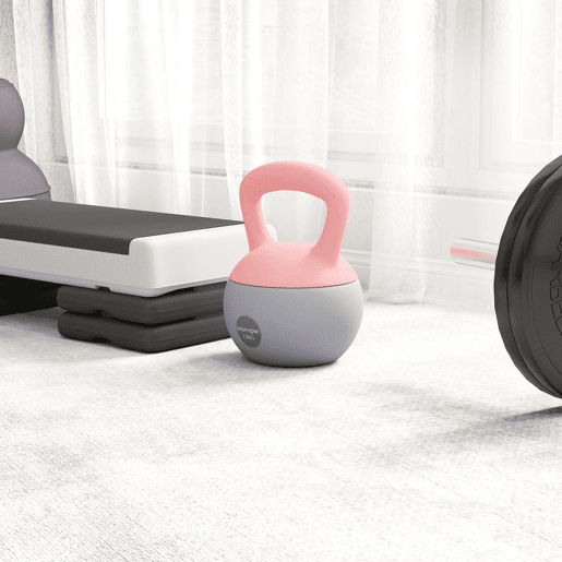 SPORTNOW Kettlebell de 12 kg Pesa Russa Preenchida de Areia Metálica e Alça Antiderrapante para Treino de Musculação em Casa Ginásio Ø21x30 cm Rosa
