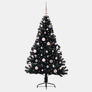 Árvore de Natal Artificial Pré-iluminada Preto 150 cm PVC