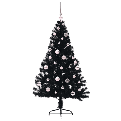 Árvore de Natal Artificial Pré-iluminada Preto 150 cm PVC