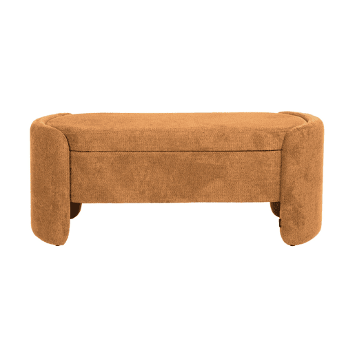 Banco baú, final de cama contemporâneo em tecido, Kalo, Terracota, 110x42x45 cm
