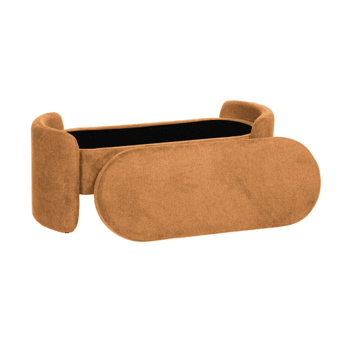 Banco baú, final de cama contemporâneo em tecido, Kalo, Terracota, 110x42x45 cm