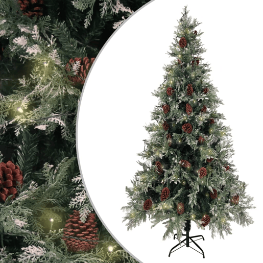 Árvore Natal pré-iluminada c pinhas 225 cm PVCPE verdebranco