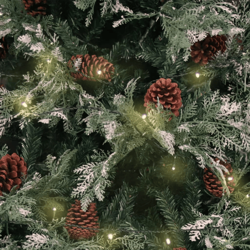 Árvore Natal pré-iluminada c pinhas 225 cm PVCPE verdebranco