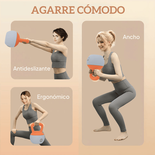 SPORTNOW Kettlebell de 12 kg Pesa Russa Preenchida de Areia Metálica e Alça Antiderrapante para Treino de Musculação em Casa Ginásio Ø21x30 cm Laranja