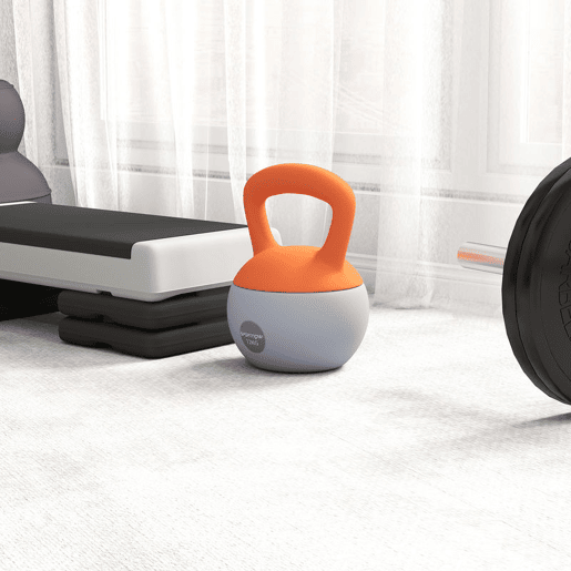 SPORTNOW Kettlebell de 12 kg Pesa Russa Preenchida de Areia Metálica e Alça Antiderrapante para Treino de Musculação em Casa Ginásio Ø21x30 cm Laranja