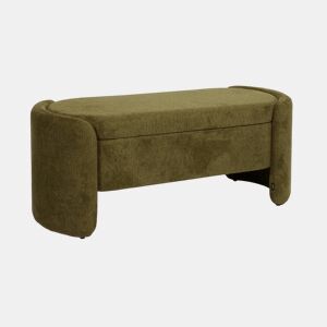 Banco baú, final de cama contemporâneo em tecido, Kalo, Verde caqui, 110x42x45 cm
