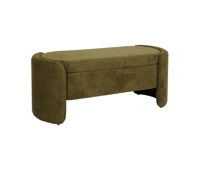 Banco baúl, pie de cama contemporáneo de tela simple verde kaki - 110x42x45 cm