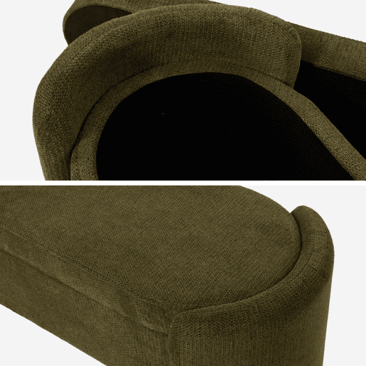 Banco baú, final de cama contemporâneo em tecido, Kalo, Verde caqui, 110x42x45 cm