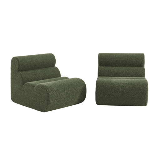 Sofá modular em tecido efeito alpaca de 2 lugares, Nova alpaca, Verde caqui, 81x99x75 cm