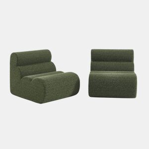Sofá modular em tecido efeito alpaca de 2 lugares, Nova alpaca, Verde caqui, 81x99x75 cm