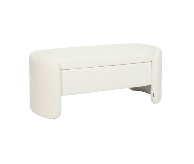 Banco baúl, pie de cama contemporáneo de tela simple blanco - 110x42x45 cm