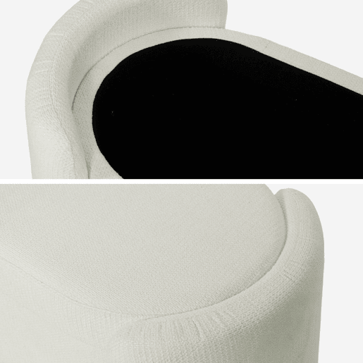 Banco baú, final de cama contemporâneo em tecido, Kalo, Branco, 110x42x45 cm