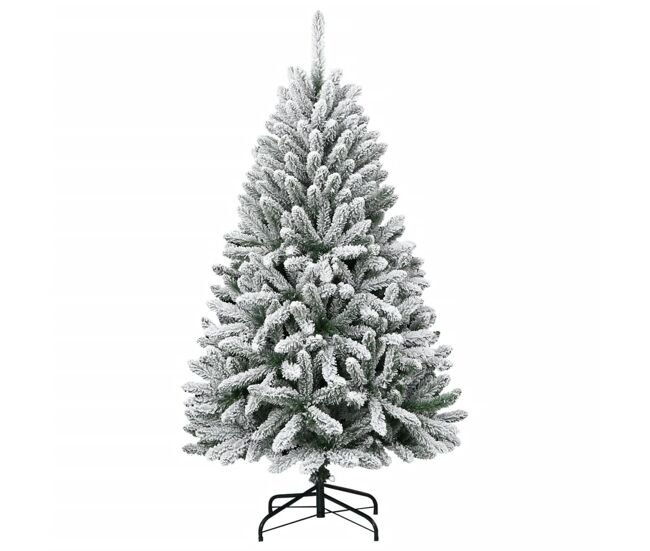 árbol de navidad - árbol navideño artificial con bisagras y nieve flocada 150 cm