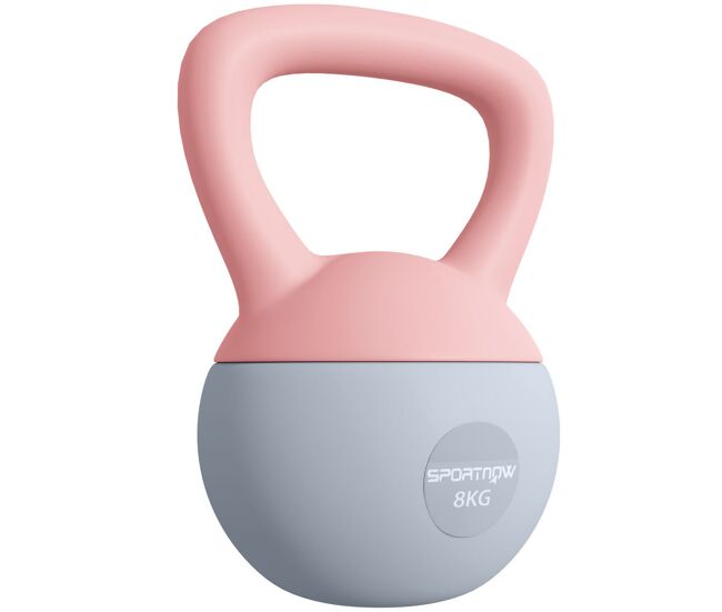 Sportnow pesa rusa 8 kg, soft kettlebell relleno de arena metálica y mango antideslizante, para entrenamiento culturismo en casa, gimnasio, rosa palo