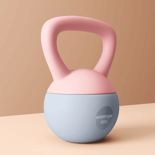 SPORTNOW Kettlebell de 8 kg Pesa Russa Preenchida de Areia Metálica e Alça Antiderrapante para Treino de Musculação em Casa Ginásio Ø19x28 cm Rosa